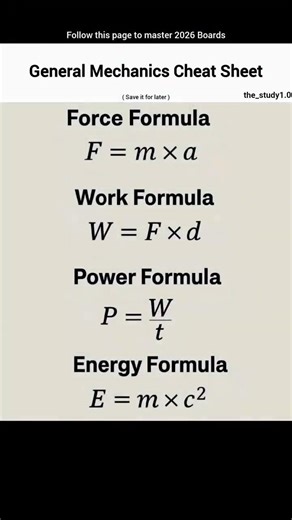 General Machenics Cheat Sheet 📚