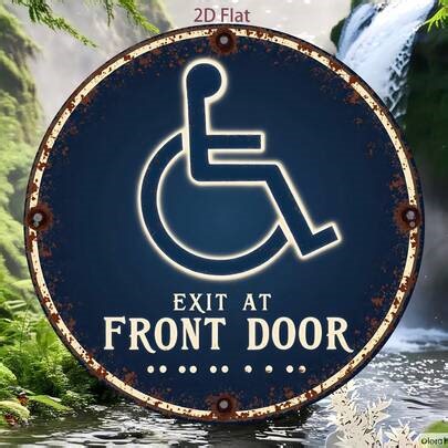 2D Flat 1pc Aluminum Sign, Disabled Access Indicator Sign, Round Aluminum Decorative Sign, Fun Retro Style, Eye-Catching Guidance, Suitable For Malls, Hospitals, And Offices, A Perfect Thanksgiving And Christmas Gift | SHEIN
