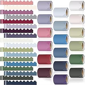 18 Rolls 300 Feet Bulletin Board Borders in 18 Colors, Scalloped Rolled Bulletin Board Trim for Wall Classroom School Office DIY Decoration(Classic Style,Vivid Colors)