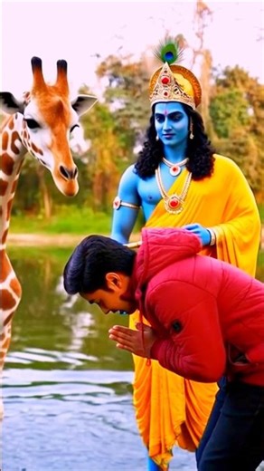 Giraffe Ko Crocodile Ne Kaat Liya 😱 | Krishna Ji Ne Bachaya! Divine Animal Miracle