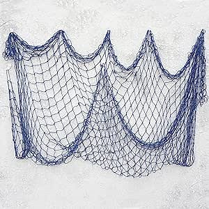 Decorative Fish Netting, Fishing Net Decor, Ocean Pirate Beach Theme Party Decorations, Mediterranean Decor, Blue