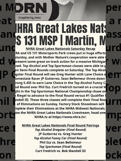 🏁NHRA Great Lakes Nationals Saturday Recap🏁