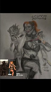 My drawing of ‪@lindseystirling‬ and a Lurker from The Elder Scrolls V Skyrim