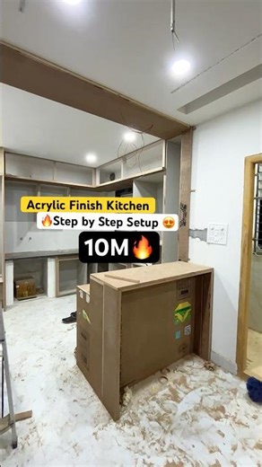 Acrylic sheets modular kitchen 🔥 working process #shortvideo #vishalfurniture #kitchen ￼