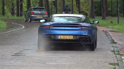 Aston Martin Superleggera acceleration in slippery conditions