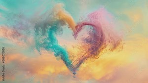 Heart Shaped Cloud in the Sky, Seamless and infinite looping 4K video animation background footage