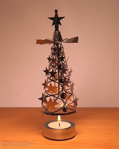 physicsfun on Instagram: "Convection Turbine Tree: a simple turbine heat engine where rotational motion results from the convection of hot air from the candle flame. All moving parts are of thin stainless steel. Energy transfer: chemical bonds- to heat- to kinetic energy of the rising air- to rotational kinetic energy of the turbine and tree. ➡️ Follow the link in my profile for info on where to get this kinetic tea-light and many other amazing items featured here on @physicsfun #heatengine #the