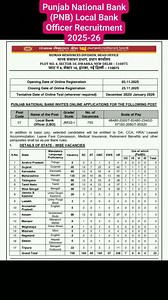 Punjab National Bank (PNB) Local Bank Officer Recruitment 2025-26 #Bank | Government Jobs