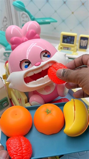 Cute Pink Rabbit Eating Oranges Set Toys Kitchen, Satisfying With Unboxing ASMR Videos