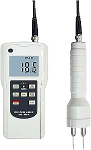 Pin Type Moisture Content Tester Moisture Meter For Wooden Carpentry Tobacco with Backlit Display Measurement Range 0 to 80%