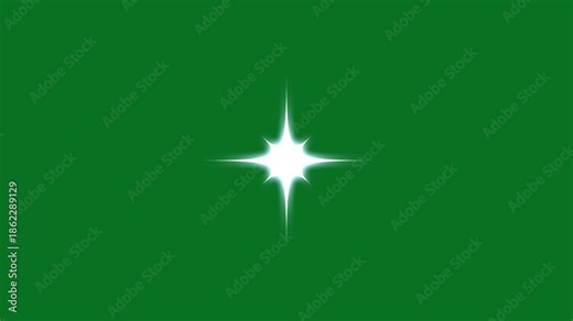 Twinkle sparkling stars shine animation. single star glitter, twinkle star, Vector, doodles style stars blinking effects with alpha channel. Glowing stars sparkle on transparent green screen, 4K