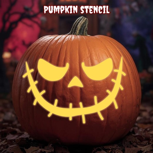 Scary Face Pumpkin Stencil – Spooky Halloween Carving Template – Jack O’ Lantern Design – Digital Download - Etsy