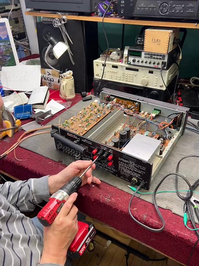 Another Carver receiver on the bench. #hifiaudio #vintageaudio #audiophile #audiophiles #vintagestereo #workvibes #stereo #classicaudio | The Vintage Audio Shop