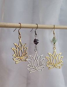 Lotus Flower Crystal Earrings, Flower Dangle Drop Earrings, Spiritual Jewelry, Bestfriend Birthday Gift - Etsy