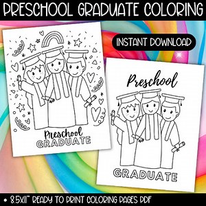 Preschool Graduation Coloring Activity Craft, Pre-k TK Grad Graduate End of Year