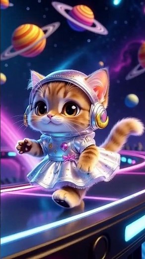 “Cat Catwalk in Space Dress” #cute #catvideos #cat #catwalktour#funny#funnycat #catwalk#funnyanimal