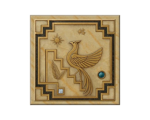 Art Deco Ceramic Tile, Golden Phoenix, Geometric Patterns - Etsy