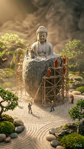 초소형 인부들이 깎아낸 미니어처 전신 불상 공사 | Tiny Workers Carve a Standing Buddha! #미니어처 #불상 #타임랩스 #ASMR #shorts