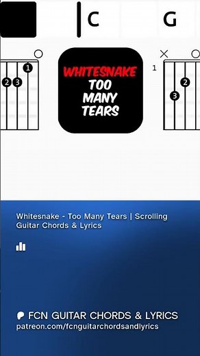 Whitesnake - Too Many Tears | Scrolling Guitar Chords & Lyrics