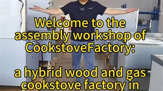 柴气灶工厂实拍柴气两用灶组装车间CookstoveFactory: hybrid wood and gas cookstove factory in China