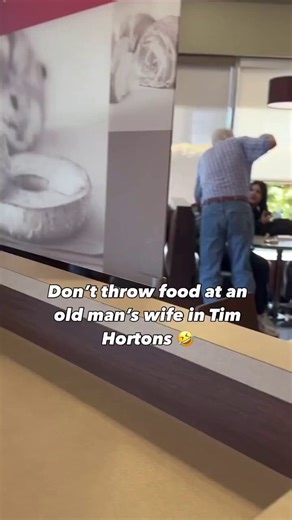 Little annoying kid threw food on the old guy's wife in act of “being funny,” but bro and his crew did not take it the way he thought it was gonna play out