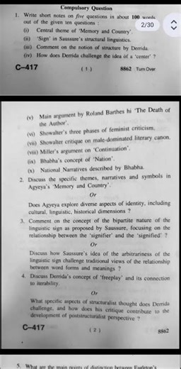 English question paper Contemporary literary theory paper code MENG 401 #pastpaper #pastpapers