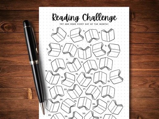 Reading Challenge - PRINTABLE Journal Page - Reading Tracker - Reading Log - Printable Planner Page- Book Challenge - Kids Reading Game - Etsy