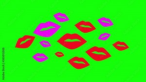 Cartoon Style Lips Symbol - icons animation on Black background