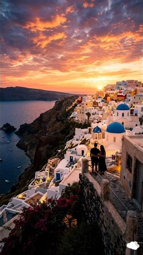 World’s Best Sunset 😍 Santorini Greece #natural #trending #trendingshorts