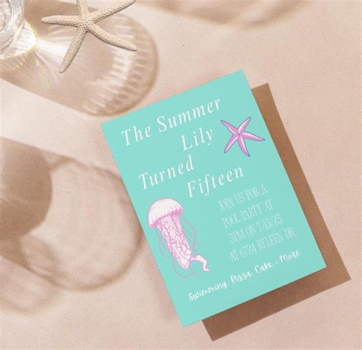 Coastal Birthday Invitation | Beach Pool Party, Editable Template (digital) - Etsy