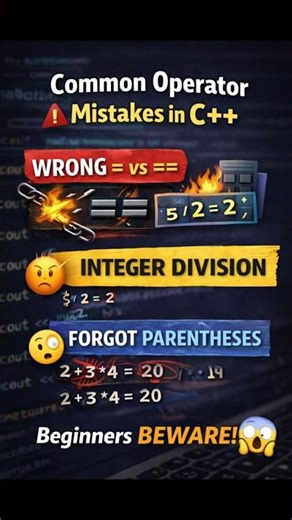 Common Operator Mistakes in C++ That Beginners Make | Avoid These Bugs! ⚠️
