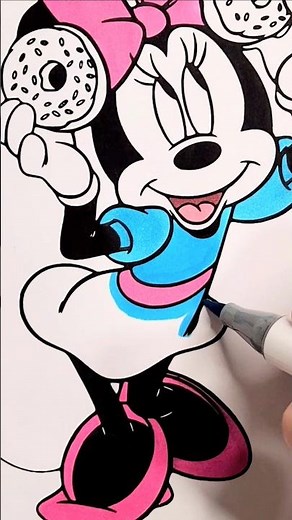 Cute MINNIE MOUSE Coloring #disney #coloring #minniemouse #disneycoloring #markers #coloringpages