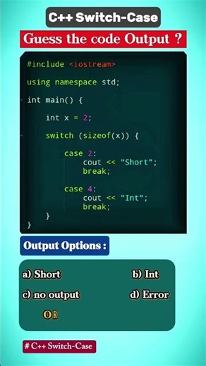 Switch-case Code QUIZ ‼️#31,🧠🤔| #cs #coding#controlflow #codinginterview #codequiz #programming#gate