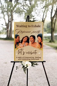 Waiting to Exhale Welcome Sign, Pajama Party Welcome Poster Board, Editable Template, Printable Girls Night Poster, Elegant Ladies Night - Etsy