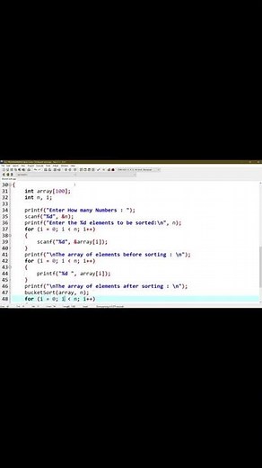 Bucket Sort program in C || #shorts