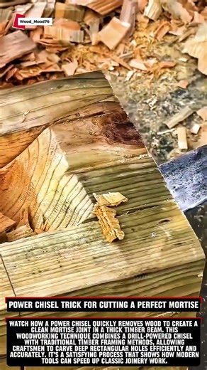 Power Chisel Trick for Cutting a Perfect Mortise #woodworking #carpentry #satisfying #wood