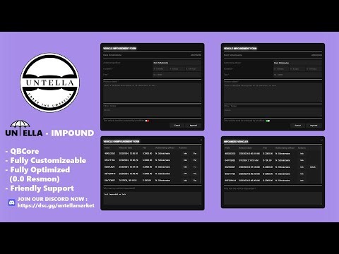 UNTELLA | Vehicle Impound System - Custom UI - For Roleplay Server FiveM - [QBCore]