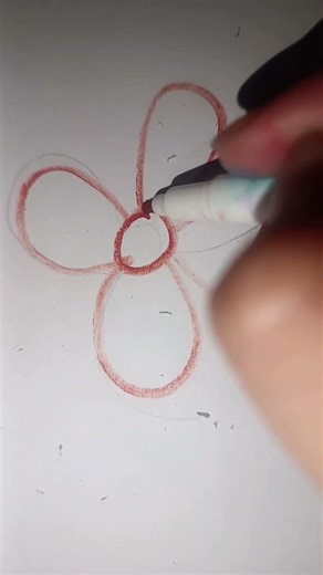 How to draw a this beautiful flower with the help of black pointer and red marker