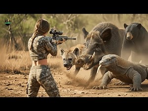 Brave girl Hunting wild boars, hyenas, and komodo, the beautiful female hunter