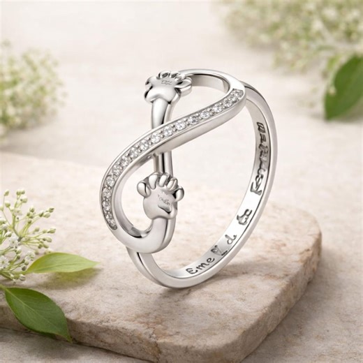 Sterling Silver Infinity Paw Ring | Sparkling Zircon Pet Lover Jewelry - Etsy