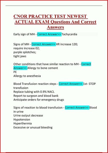 Cnor Practice Test Newest Actual Exam Questions And Correct video