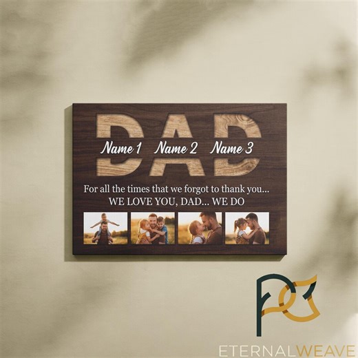 Custom DAD Letter Photo Collage | Personalized Gift for Father | We Love You Dad Canvas | Father's Day Photo Wall Art | Kids Names Gift - Etsy