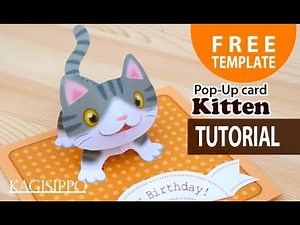 Tutorial__ pop-up card_ Kitten ( free template )