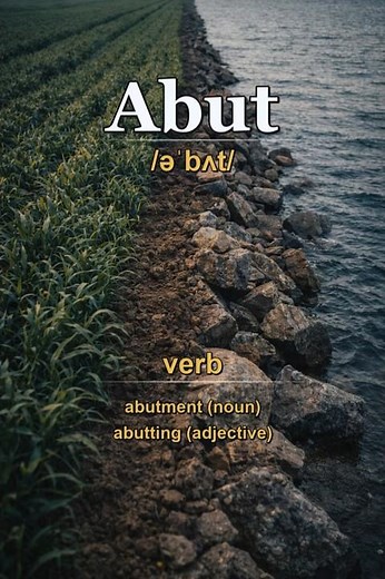 Abut meaning — To touch or be directly next to something with no space in between