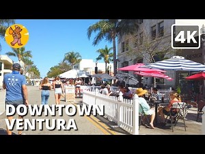4K Downtown Ventura Walking Tour | 🔊 Binaural Sound