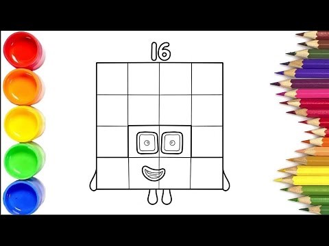 NUMBERBLOCK 16 Drawing & Coloring Tutorial For Kids & Toddlers | Easy Art Ideas