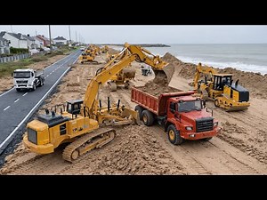 Massive RC Construction at Riverbank - Bulldozers and Excavators at Work