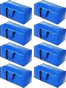 8 Pack Heavy Duty Extra Large Moving Bags Storage Tote - Strong Handles& Backpack Straps - Space Saving Storage Bags Alternative to Moving Boxes and Bins,Compatible with Ikea Frakta Cart, Blue