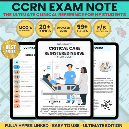 CCRN Exam Study Guide: Practice Questions & Cheat Sheet, 20  Topics, 98  Pages - Etsy