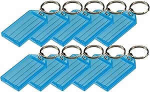 Lucky Line Key Tag with Flap,Split Ring & Paper Insert for Labeling, Key Organization & Identification, 10-Pack, Blue (6053010)